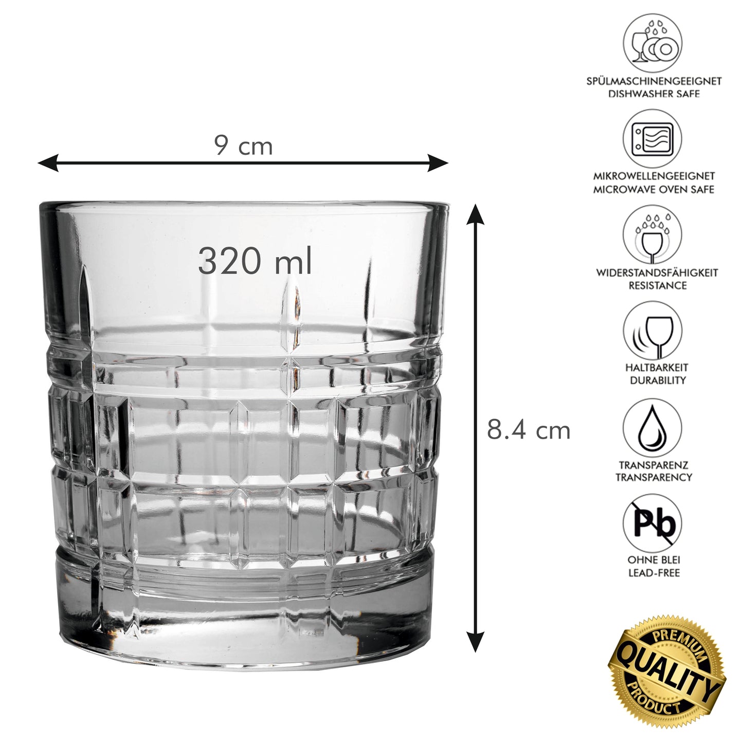 Strukturierte Whiskygläser 320 ml