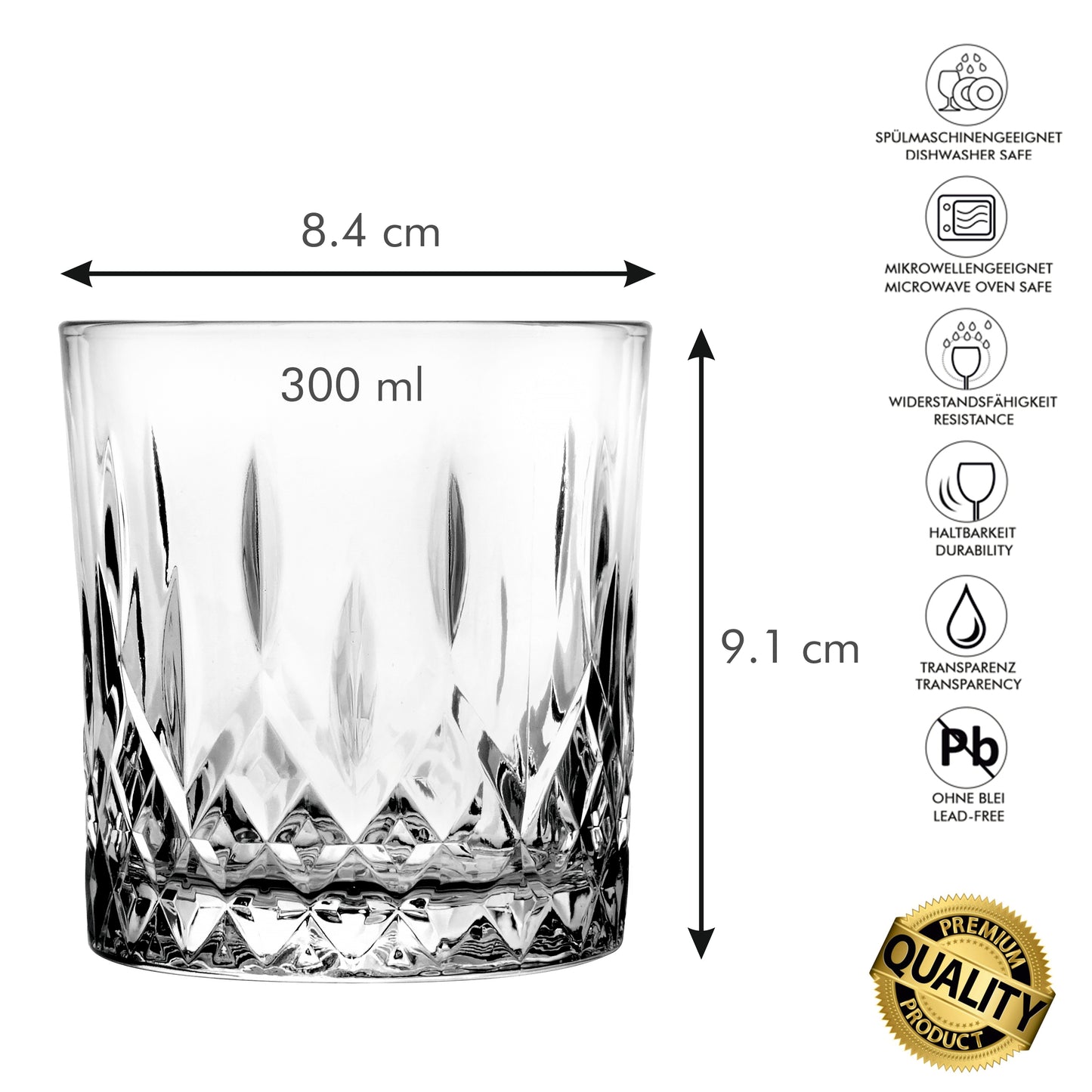 Crystal whiskey glasses 280 ml