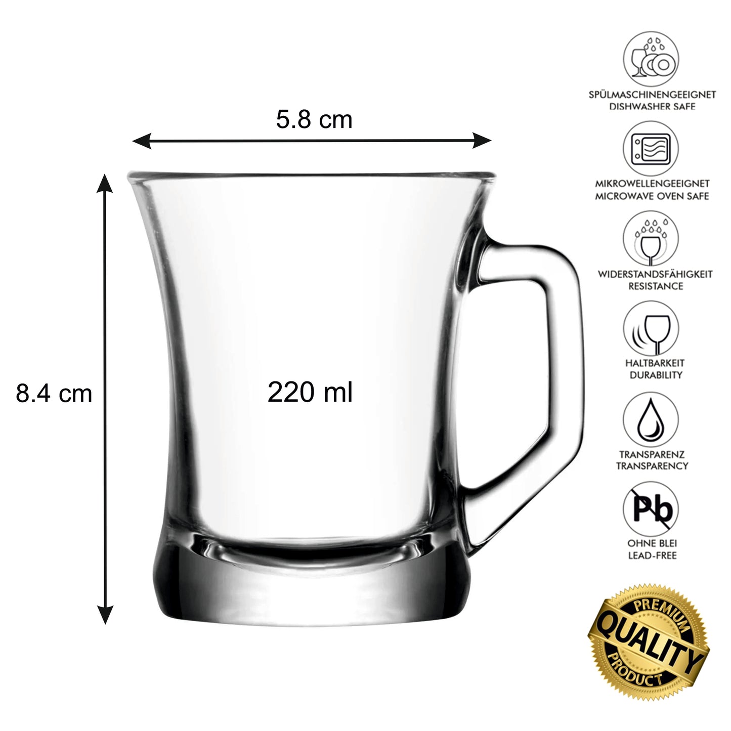 Coffee and tea glasses 220 ml