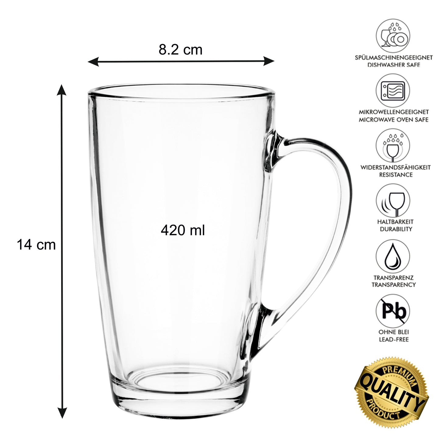 Coffee and tea glasses 420 ml