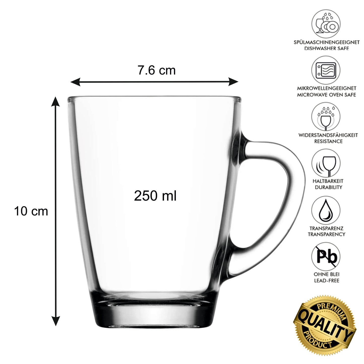 Coffee and tea glasses 250 ml
