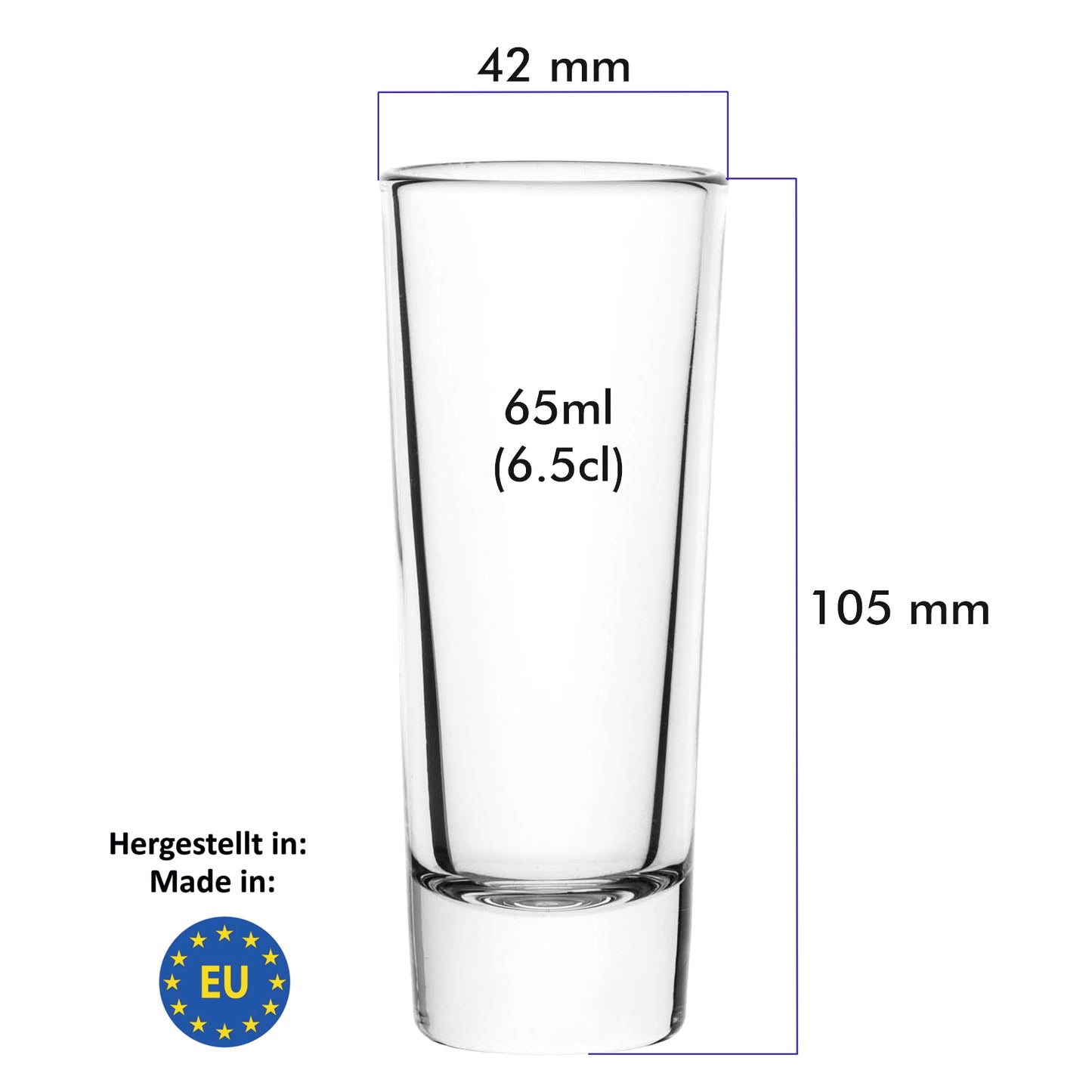 Tall shot glasses 65 ml