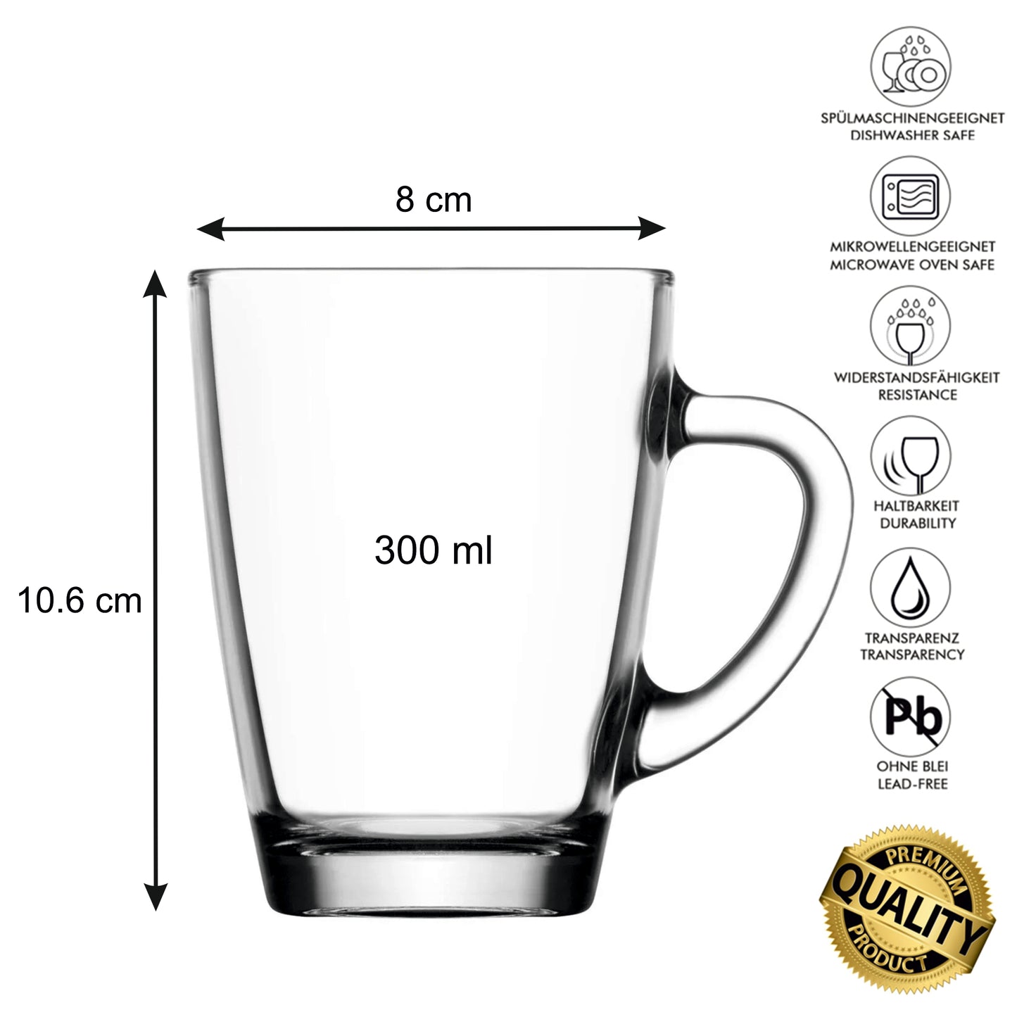 Coffee and tea glasses 300 ml