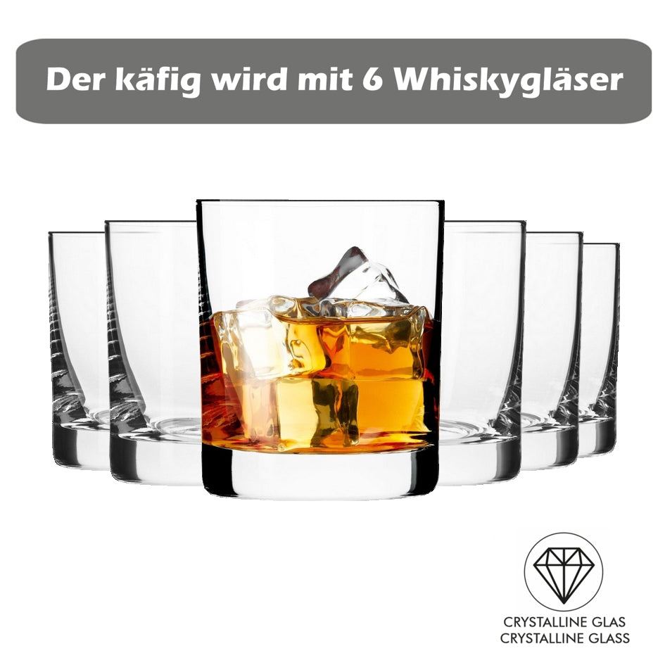 Alkoholkäfig + 6 Whiskygläser