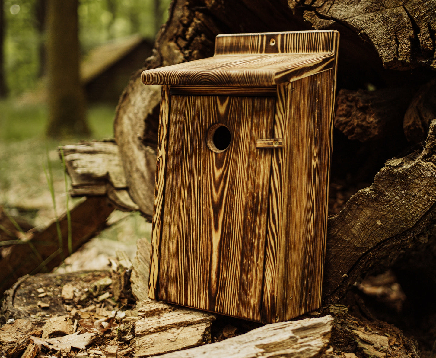 Wooden birdhouse with liquor minibar 